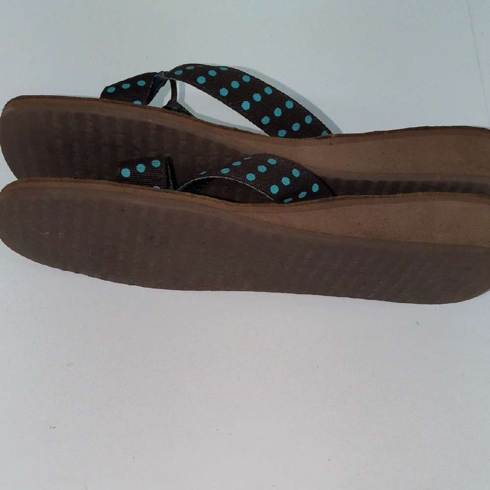 Yellow Box Black and Teal Polka Dot Sandals - Picture 9 of 14